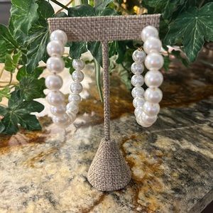 Large hoop pearl earrings